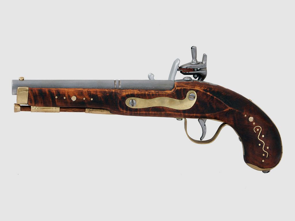 EinzelstĂĽck handgefertigte Deko Steinschloss Vorderladerpistole LĂ¤nge 38 cm