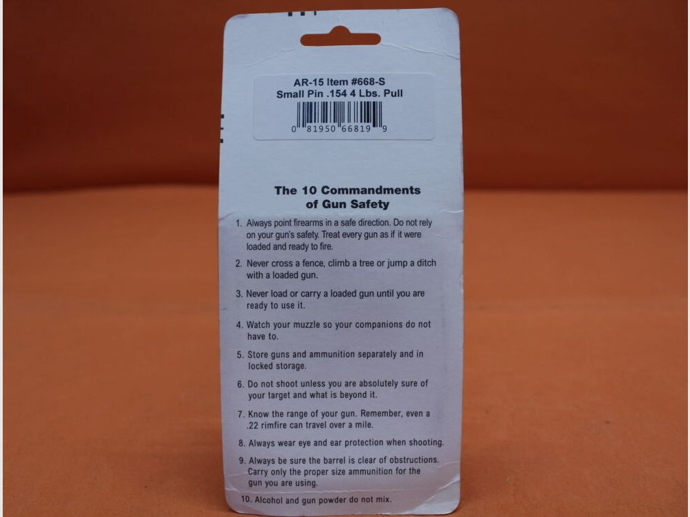 Timney AR-15: Trigger Assembly Single-Stage Timney 4lb Solid Small Pin .154" (668-S)/ ca. 18,6N