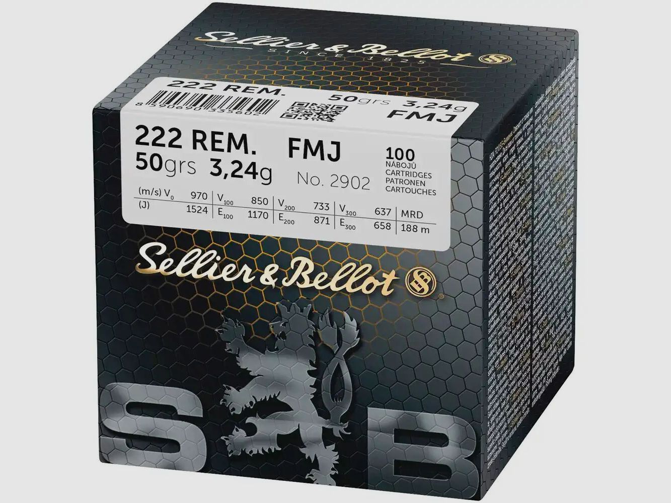 Sellier & Bellot Büchsenpatronen .222 Rem. Vollmantel 3,2g/50grs. .222 Rem. Vollmantel 3,2g/50grs., Sellier & Bellot