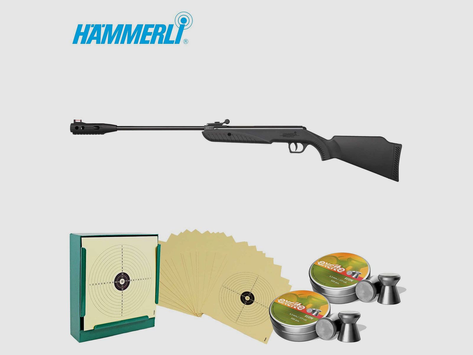 SET Luftgewehr Hämmerli Firefox 500 (P18) + 1000 Diabolos + 100 Scheiben + Kugelfang