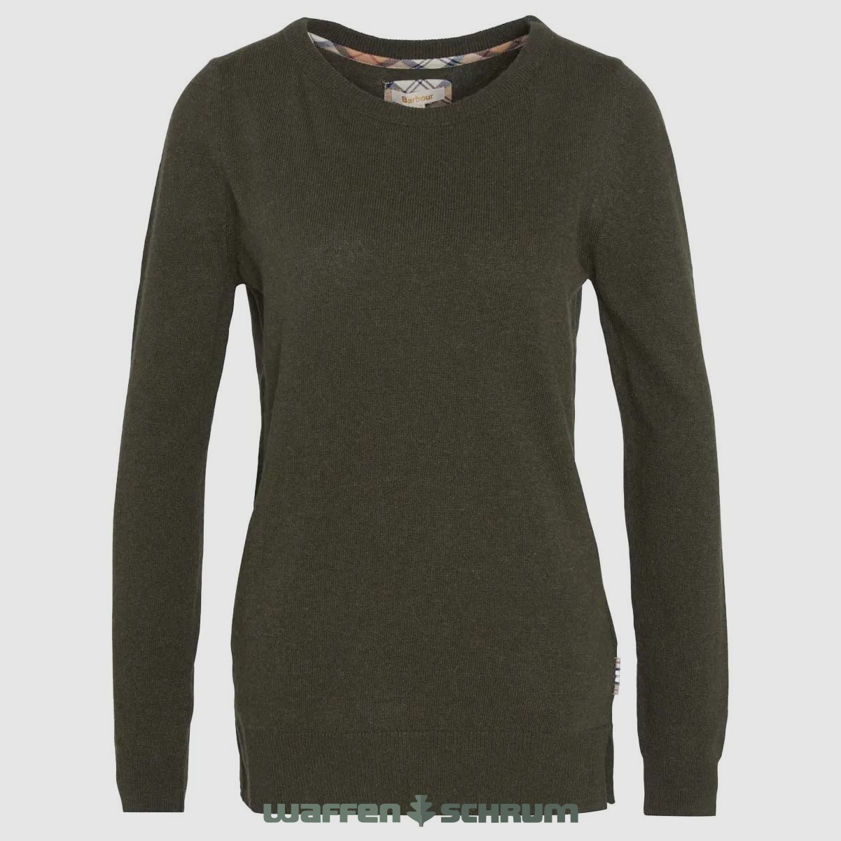 Barbour Pullover Pendle Crew Jumper Olive/ Hessian Tartan