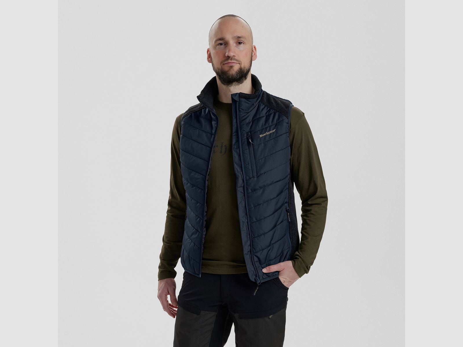 Moor Wattierte Weste mit Strick - Dark Blue – Größe: 5XL