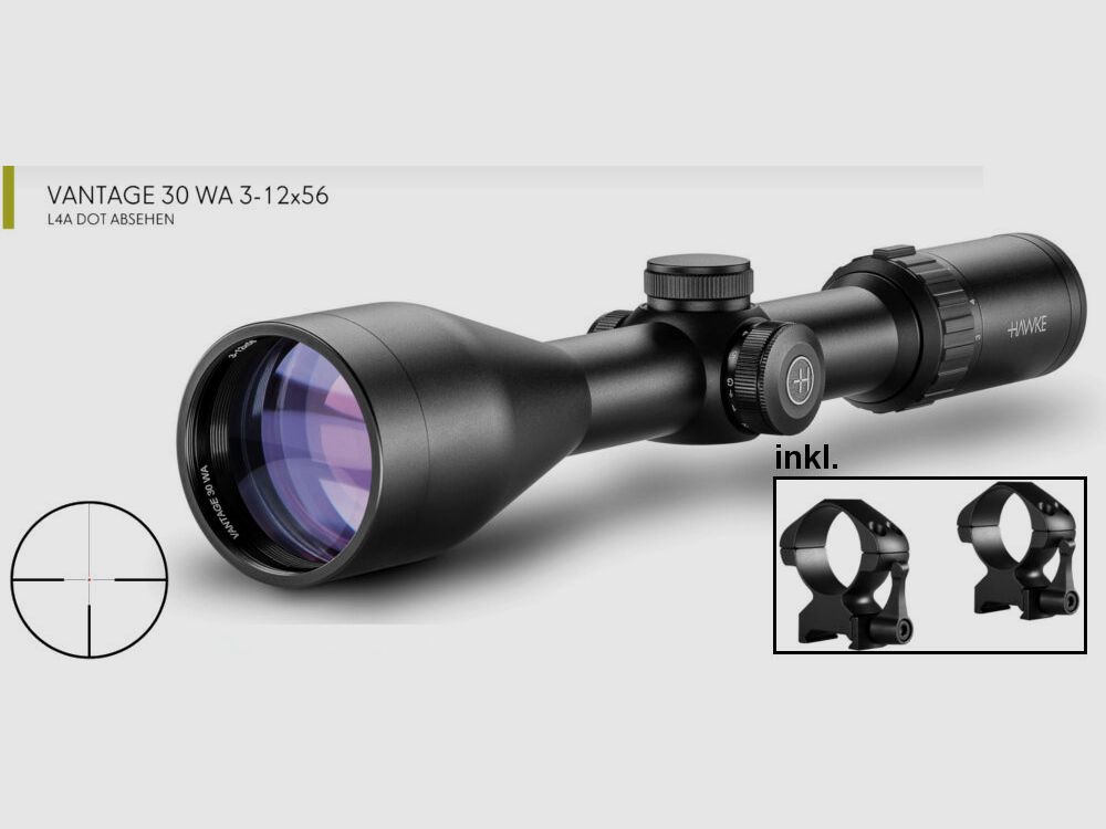 Paquete completo Brenner: Brenner BR-20 Polymer con mira telescópica Hawke Vantage 3-12x56