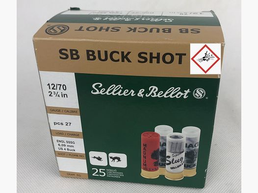 Sellier & Bellot 12/70 Buck Shot 36 g, 6,1 mm