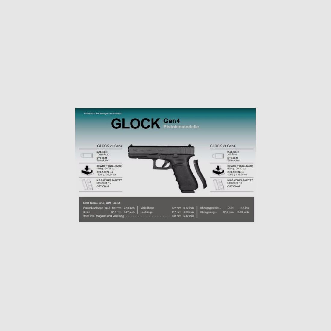 GLOCK Pistole Mod. 20 Gen4 10mmAuto   Standard-Modell