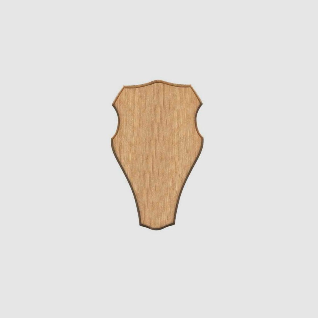 Trophäenschild Bock, Eiche hell, mit Kiefereinlage, Größe 19x11cm