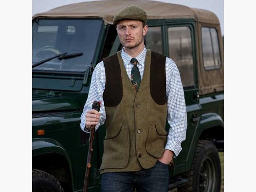 Gilet Derby Tweed Walker & Hawkes Berston kariert grün