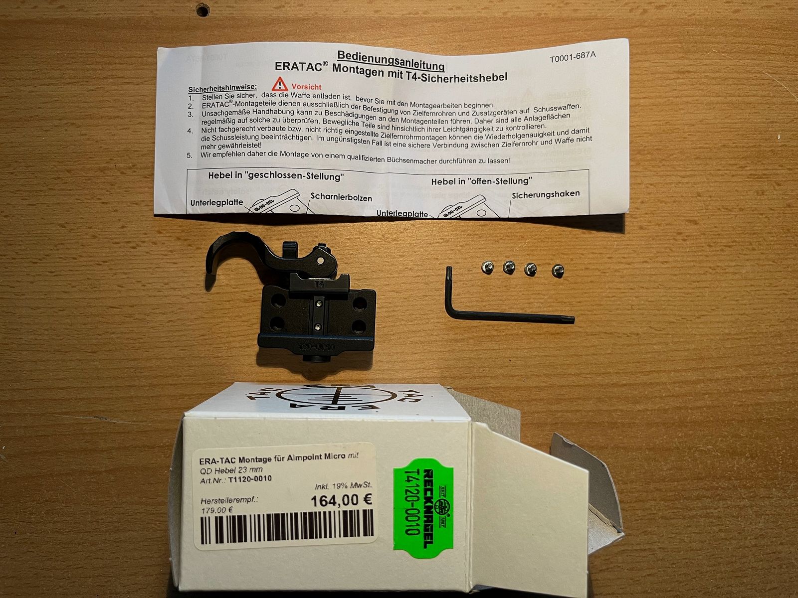 Montaggio ERATAC Aimpoint Micro con leva QD per H2, T2, ecc.