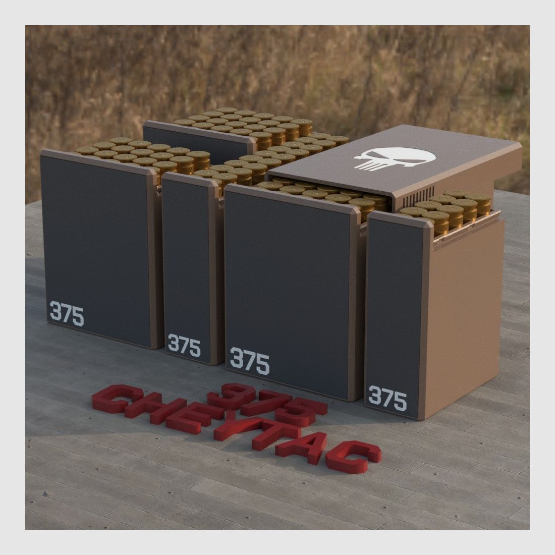 Filamelt Munitionsbox / Ammo Box .375 CheyTac – Patronenbox für 50 Schuss, Made in Germany