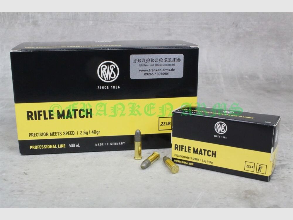 RWS Rifle Match .22 l.r. 40gr. 2,6g 50 Stück Staffelpreise