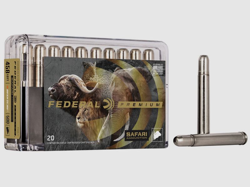 Federal Premium Safari Trophy Bonded Bear Claw .458 Lott 500GR bonded RN 20 cartridges
