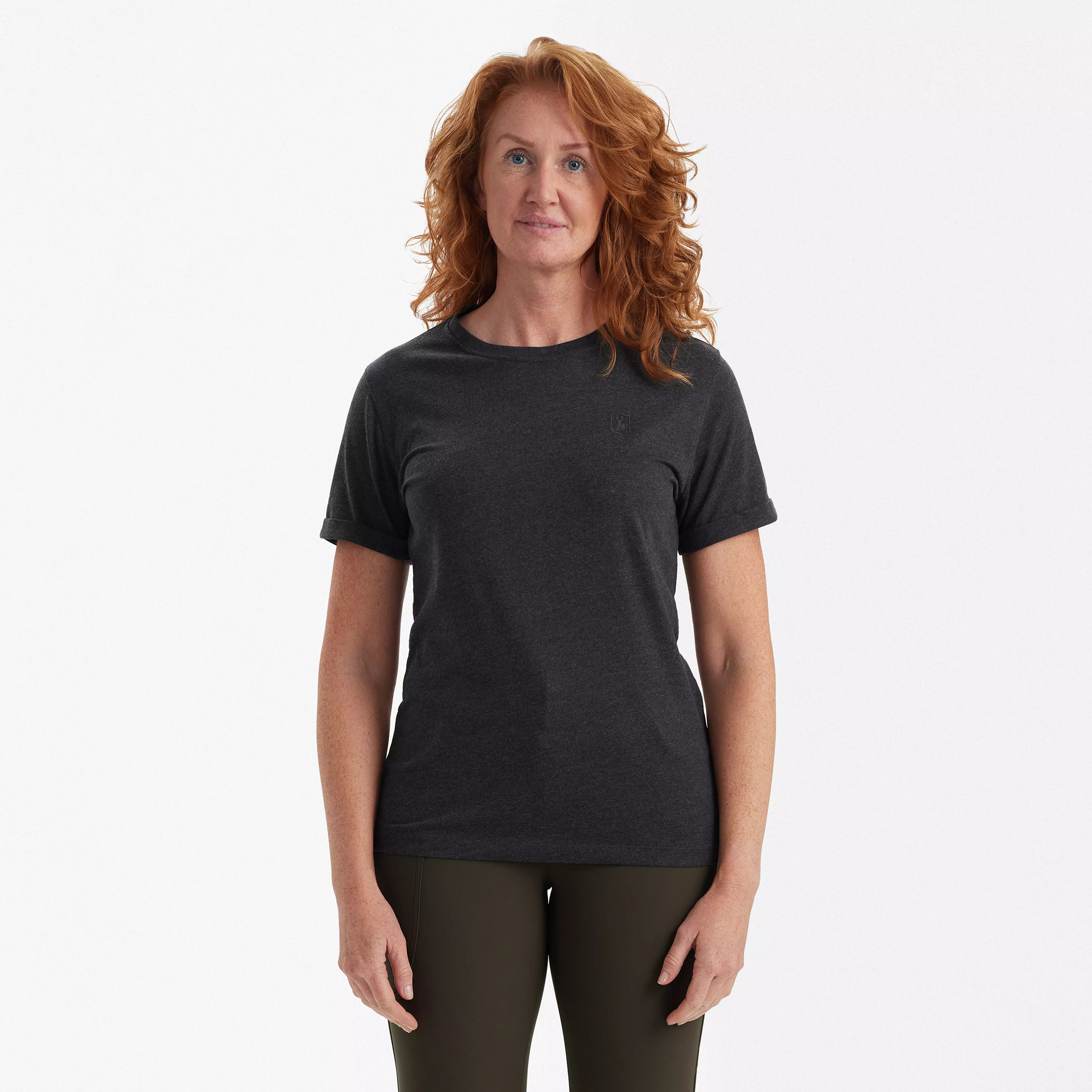 Dames basic T-shirt 2-pack - Brown Leaf Melange, afbeelding 3 van 7