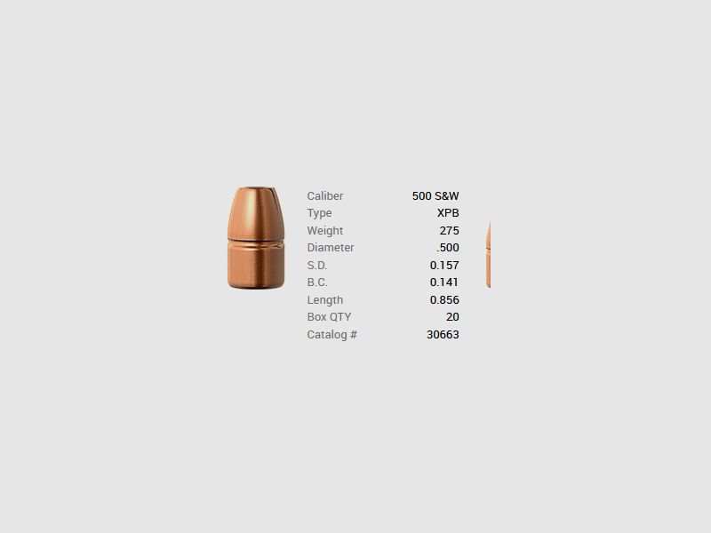 Barnes Geschoss .500 S&W/.500 275GR XPB Pistol FB 20 Stück