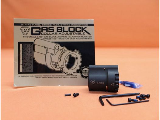 Strike Industries AR-15 : Bloc de gaz ajustable .750 Bloc de gaz ajustable Strike Industries avec verrouillage 6 positions