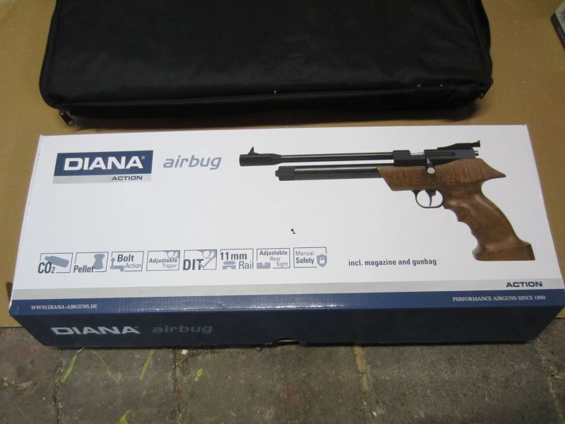 Diana Airbug CO2 Match Pistole Starterpaket Rotpunktvisier