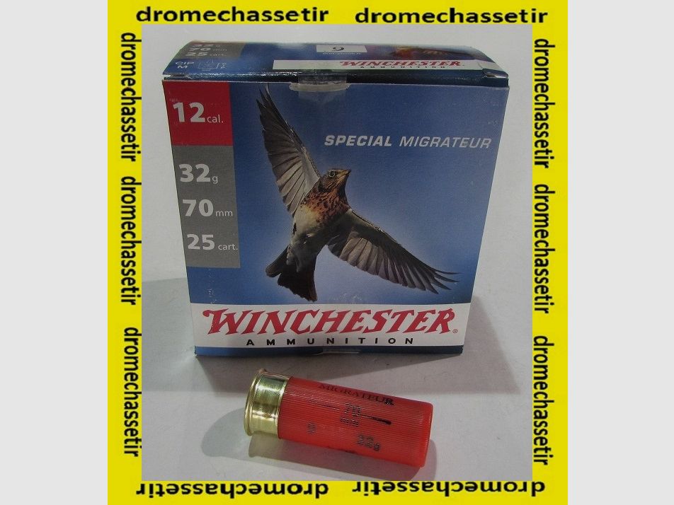 boite 25 cartouches Winchester Special migrateur, cal 12/70, bourre jupe 32 grammes, plombs 7,5