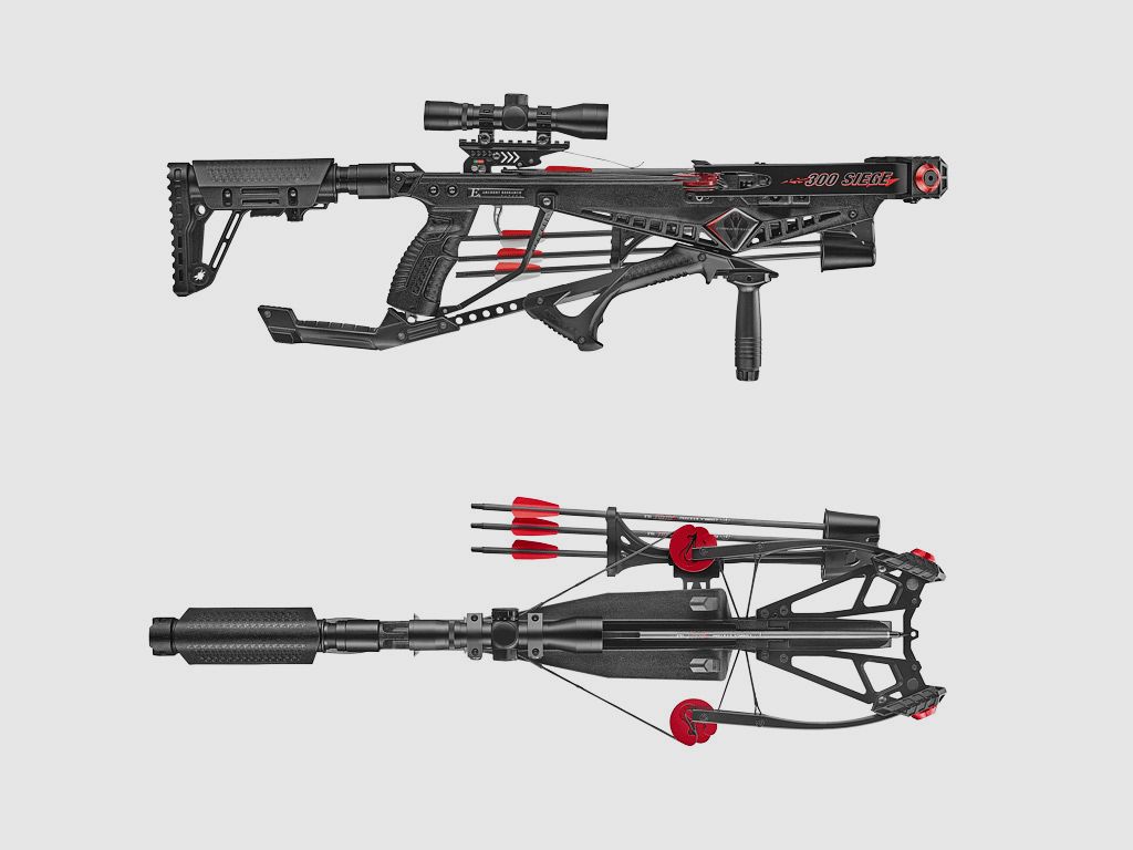 Compound Armbrust EK Archery Cobra System Siege 150 lbs schwarz inklusive Zielfernrohr Zweibein und ZubehĂ¶r (P18)