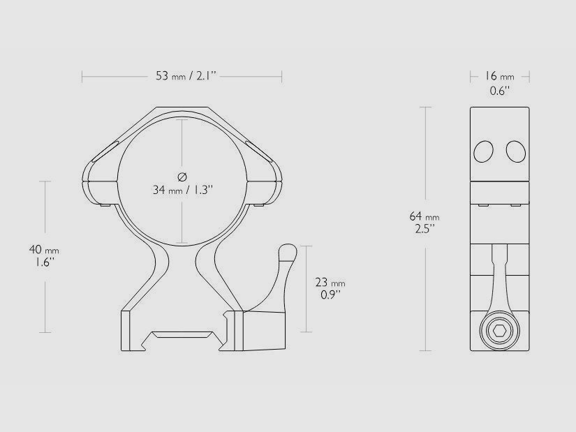 HAWKE 23032 2 pieces ring mounts 34 mm Precision Steel Weaver High Lever