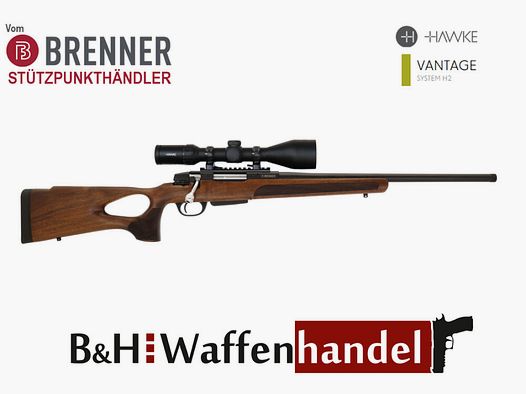 Brenner Komplettpaket: Brenner BR 20 Lochschaft mit Hawke Vantage 3-12x56