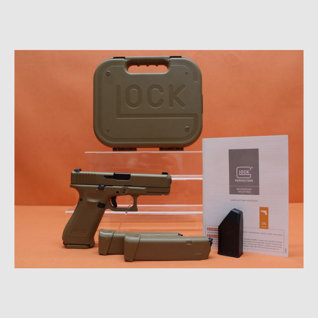 Glock Ha.Pistolet 9mmLuger Glock19X Coyote (Typ Gen5) 102mm lufa/ 2 magazynki zapasowe (9mmPara/9x19)