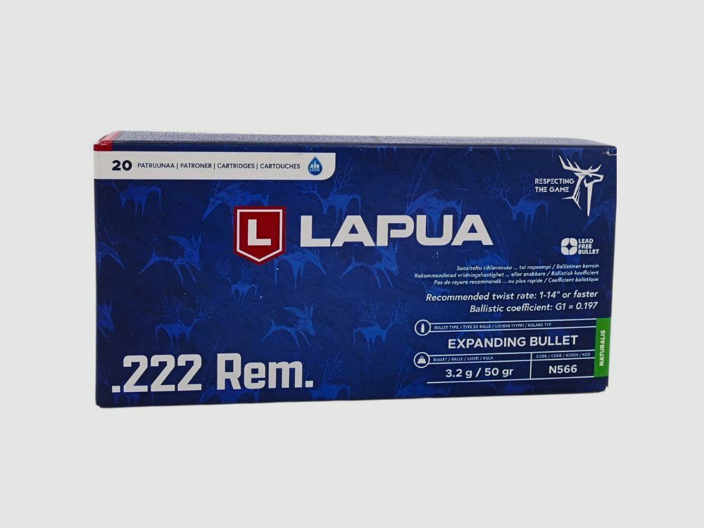 Lapua .222 Rem Naturalis 3.2g/50gr