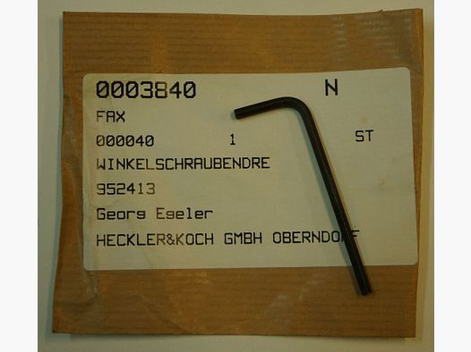 Heckler & Koch Winkelschraubendreher,Montageschlüssel für Schnellspannmontage Heckler&Koch HK H+K HK300/HK270/SL6/SL7/HK770/HK630