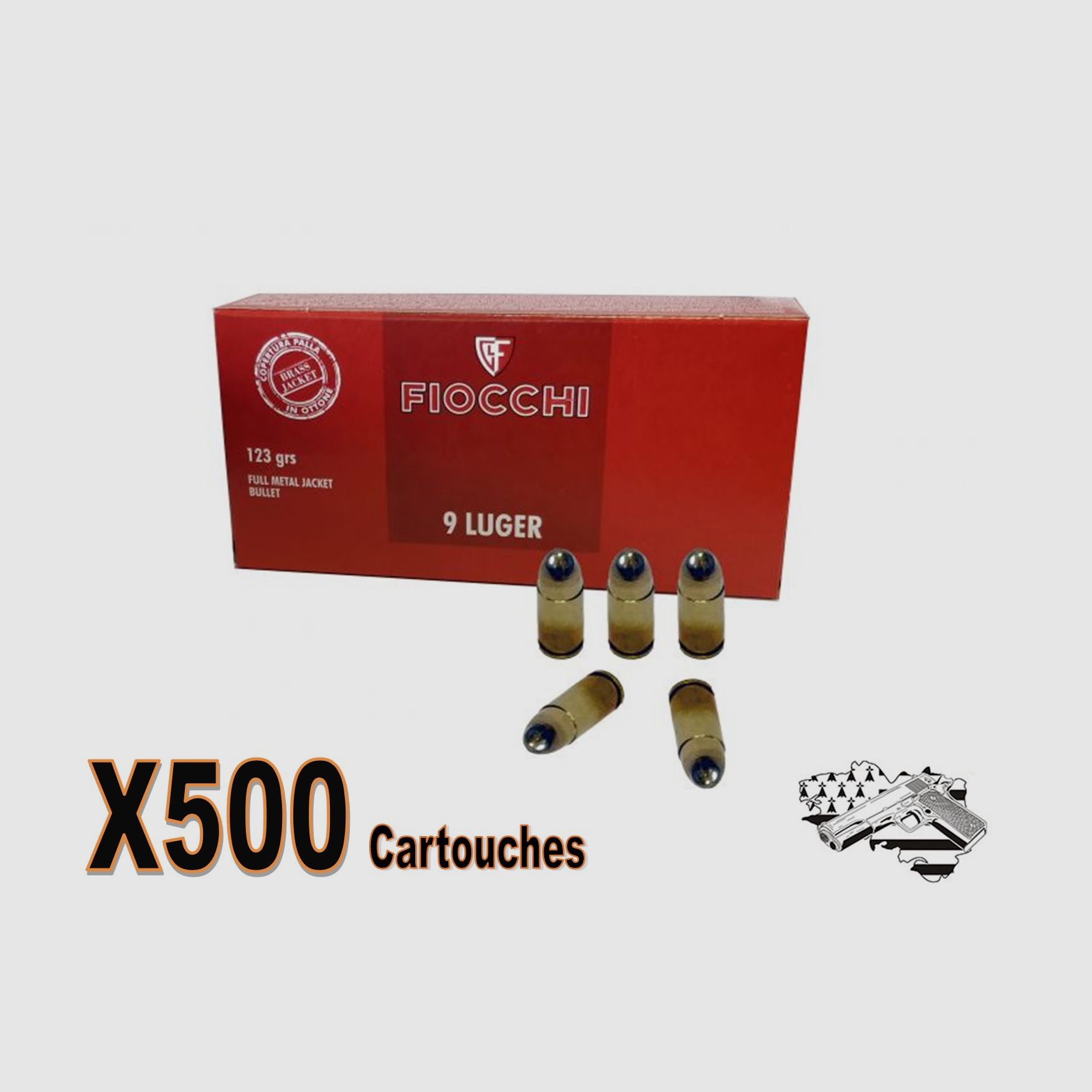 Fiocchi cal. 9×19 FMJ 124 gr per 500
