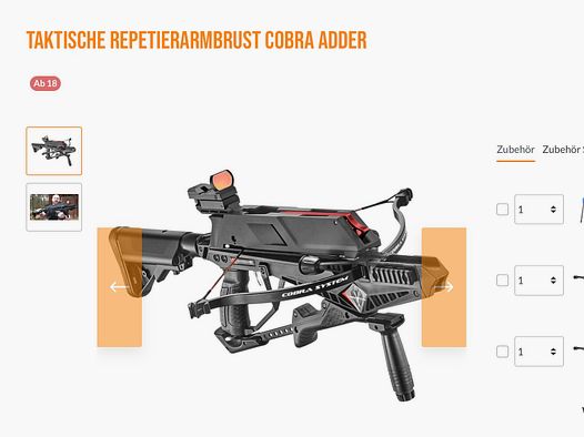 Taktische Repetierarmbrust Cobra Adder - EK Archery (nie benutzt)