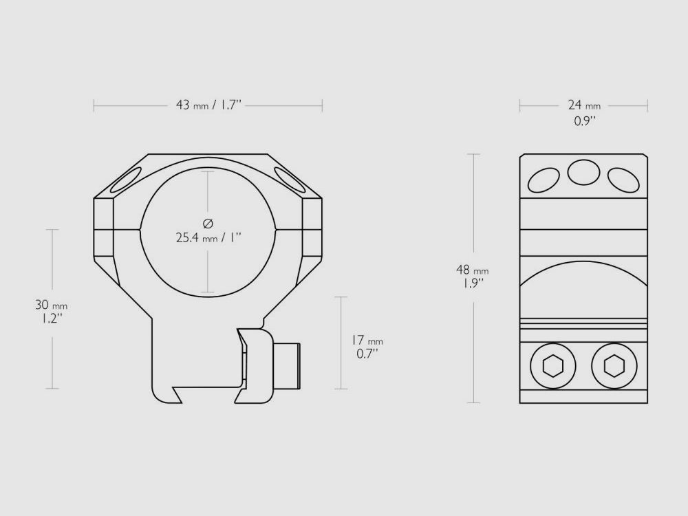 HAWKE Tactical Ring Mount, 9-11mm Prismenschiene, Tubus: 1" hoog
