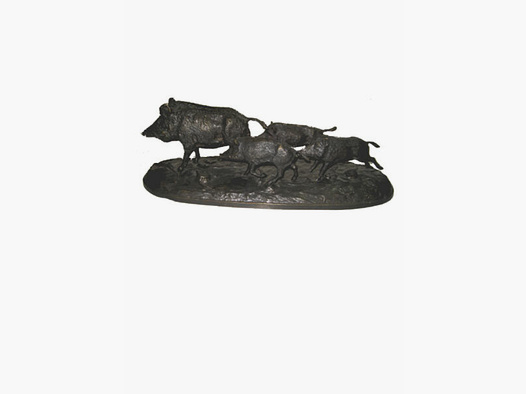 Lovergreen Bronzestatue Motiv Bache mit drei Frischlingen