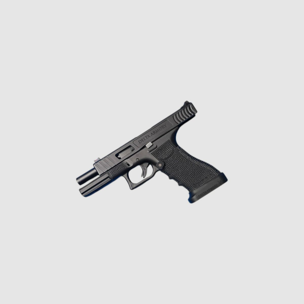 P01 GBB Airsoft Pistol with Grip Stippling in Black | Delta Armory