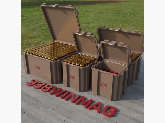 Filamelt ammunition box / Ammo Box .338 Winchester Magnum - cartridge box 'flip lid' - 20 / 25 / 50 / 100 rounds