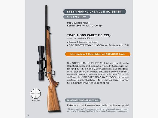 Paket ripetitore Steyer Jungjäger con cannocchiale STEYR MANNLICHER CL II GOISERER + GPO Spectra