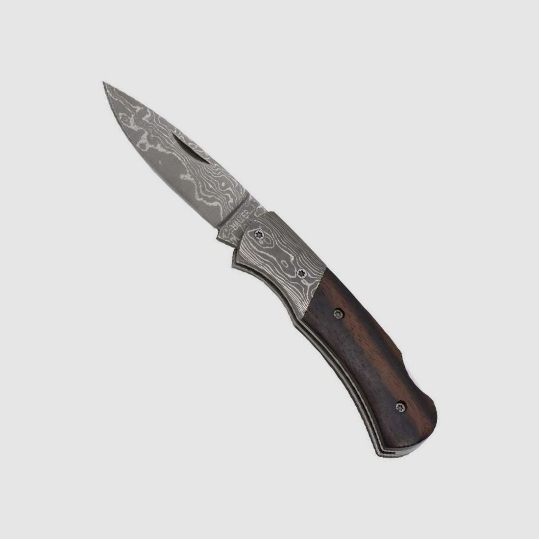 Damast-Taschenmesser mit Ebenholz-Griff