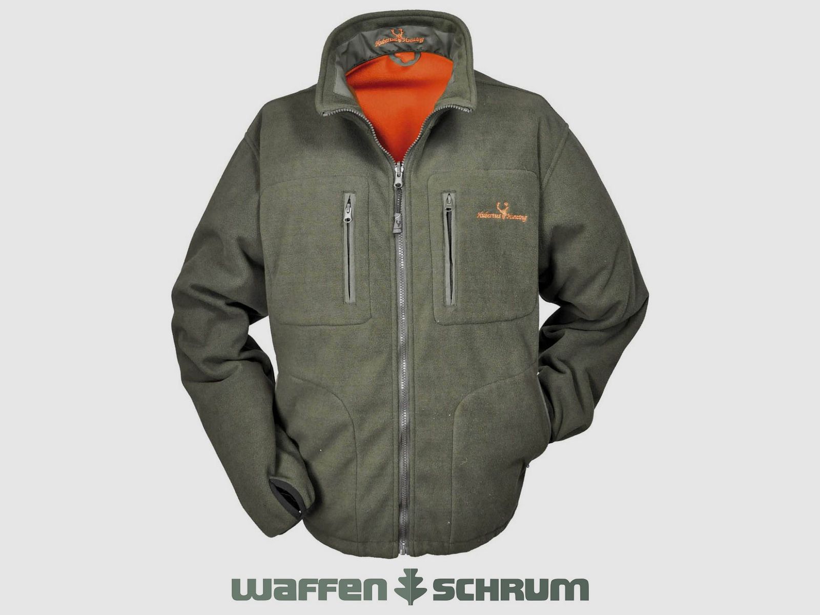 Hubertus Warn Wende Fleecejacke Olive-Orange