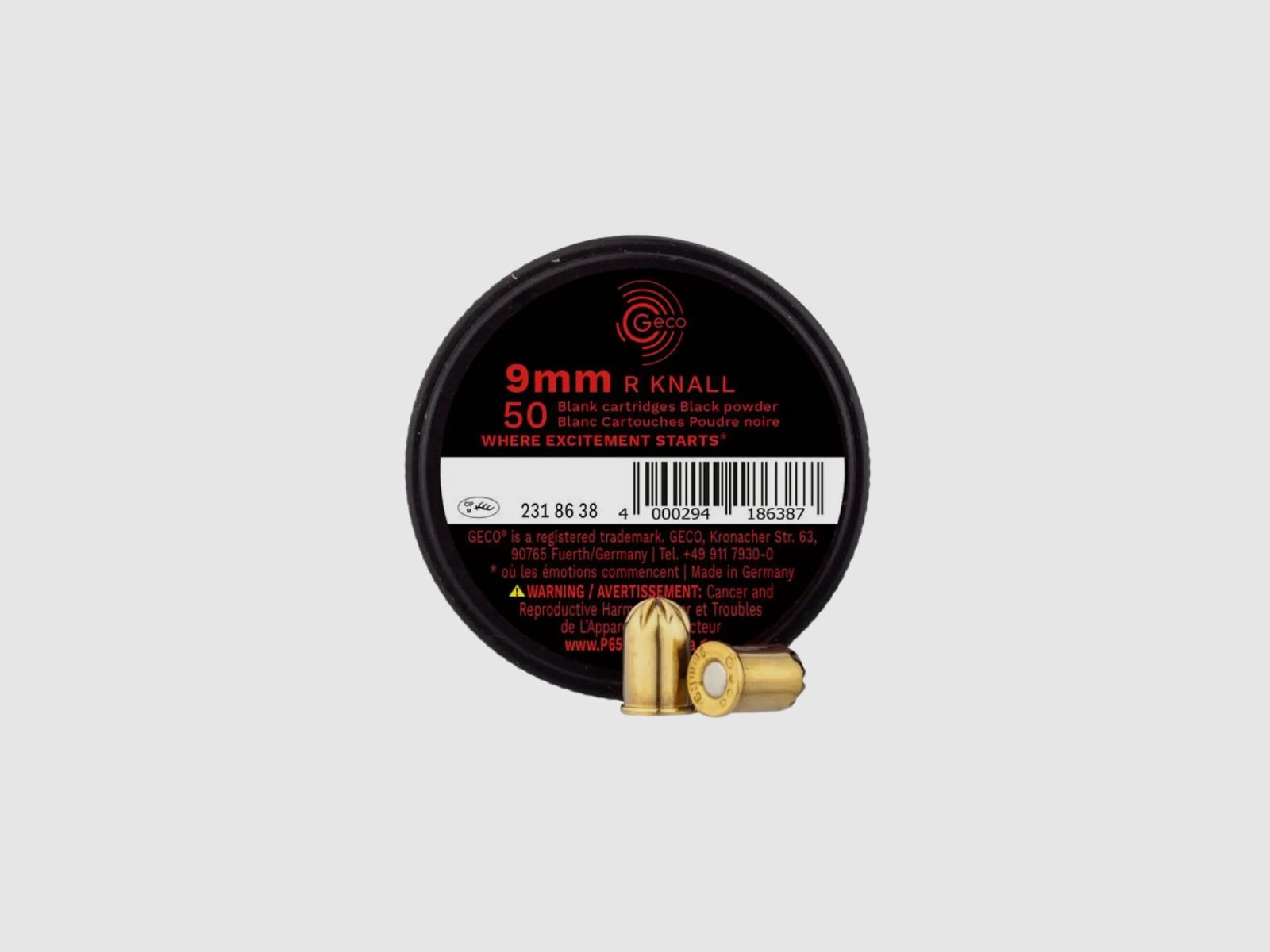 Geco black powder revolver ammunition caliber .380 / 9mm RK. 50 shots