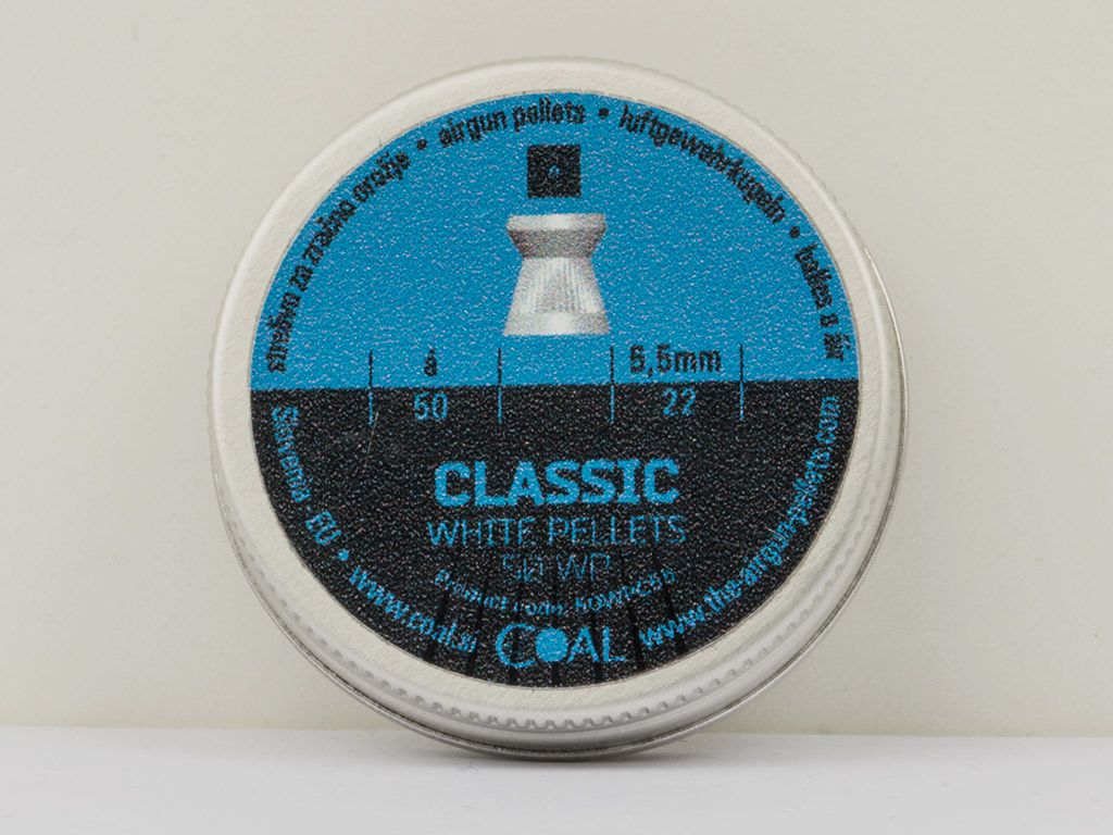 Flachkopf Diabolos Coal White Pellets Classic Kaliber 5,5 mm 0,80 g geriffelt 50 StĂĽck