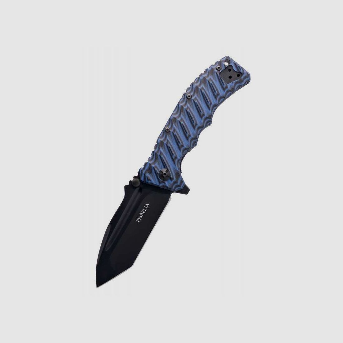 Defcon Proelia Tanto Taschenmesser, matt-schwarze Klinge, blau-schwarzer Griff