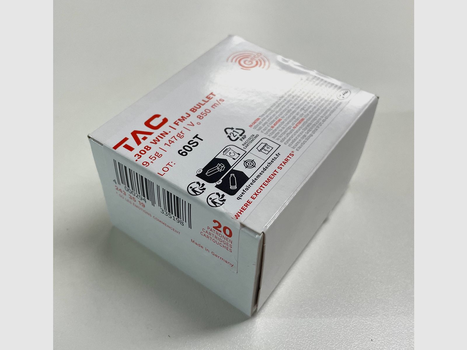 Geco 2433519 .308 Win. TAC FMJ 9.5g 147grs