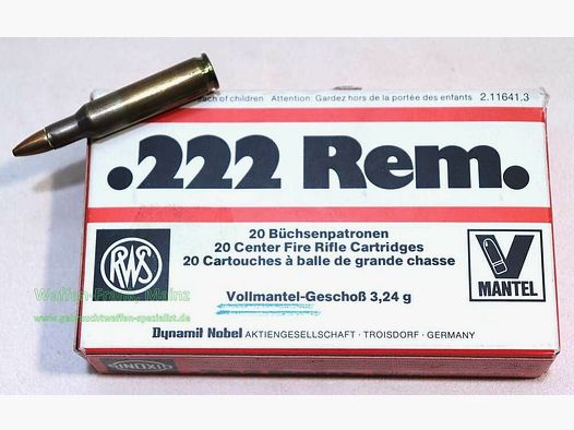 RWS (WZd.Fa.Rottweil) Büchsenpatronen .222 Rem