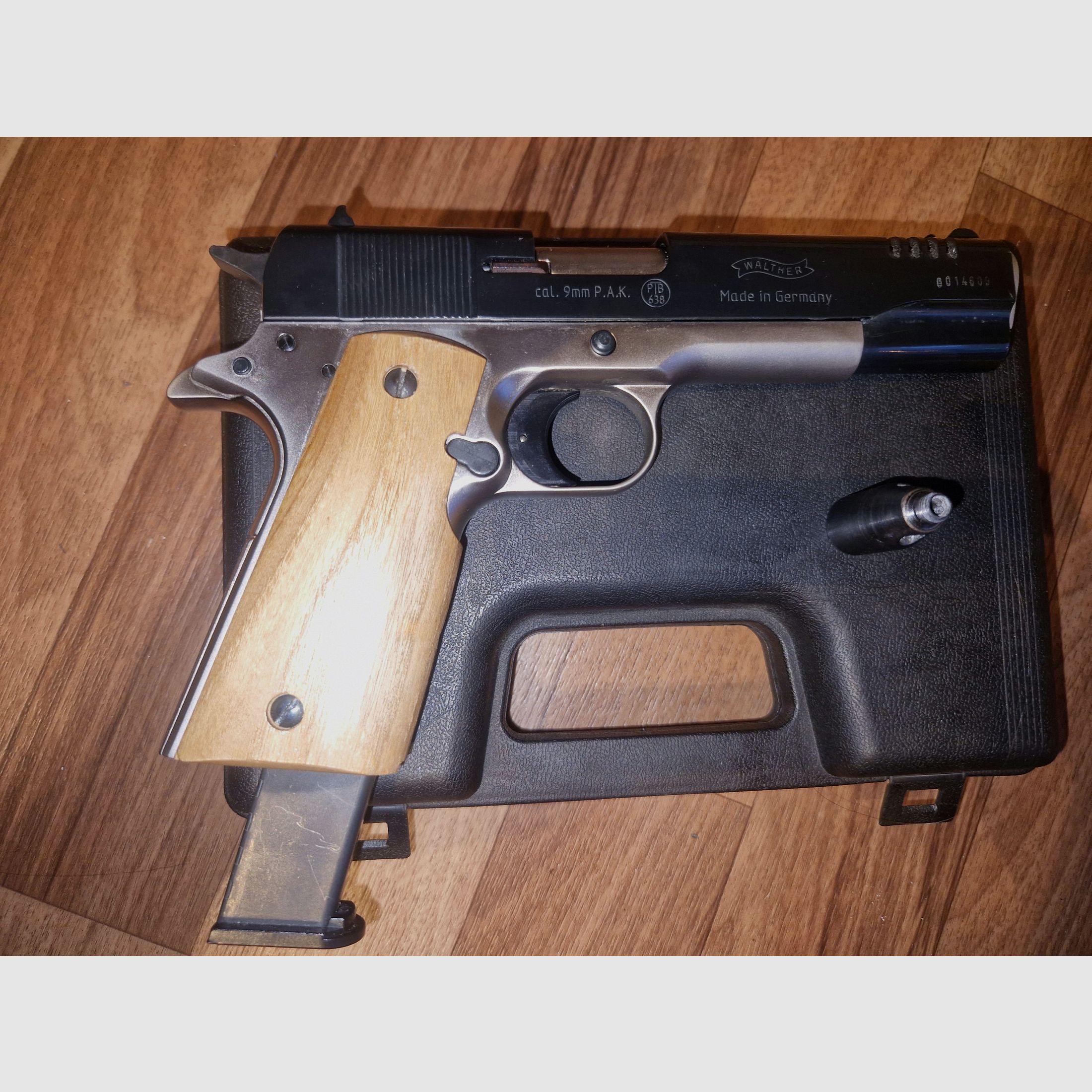 Walther Big Bore S PAK impugnatura in legno 9 mm PTB 638 raro, immagine 1 di 5