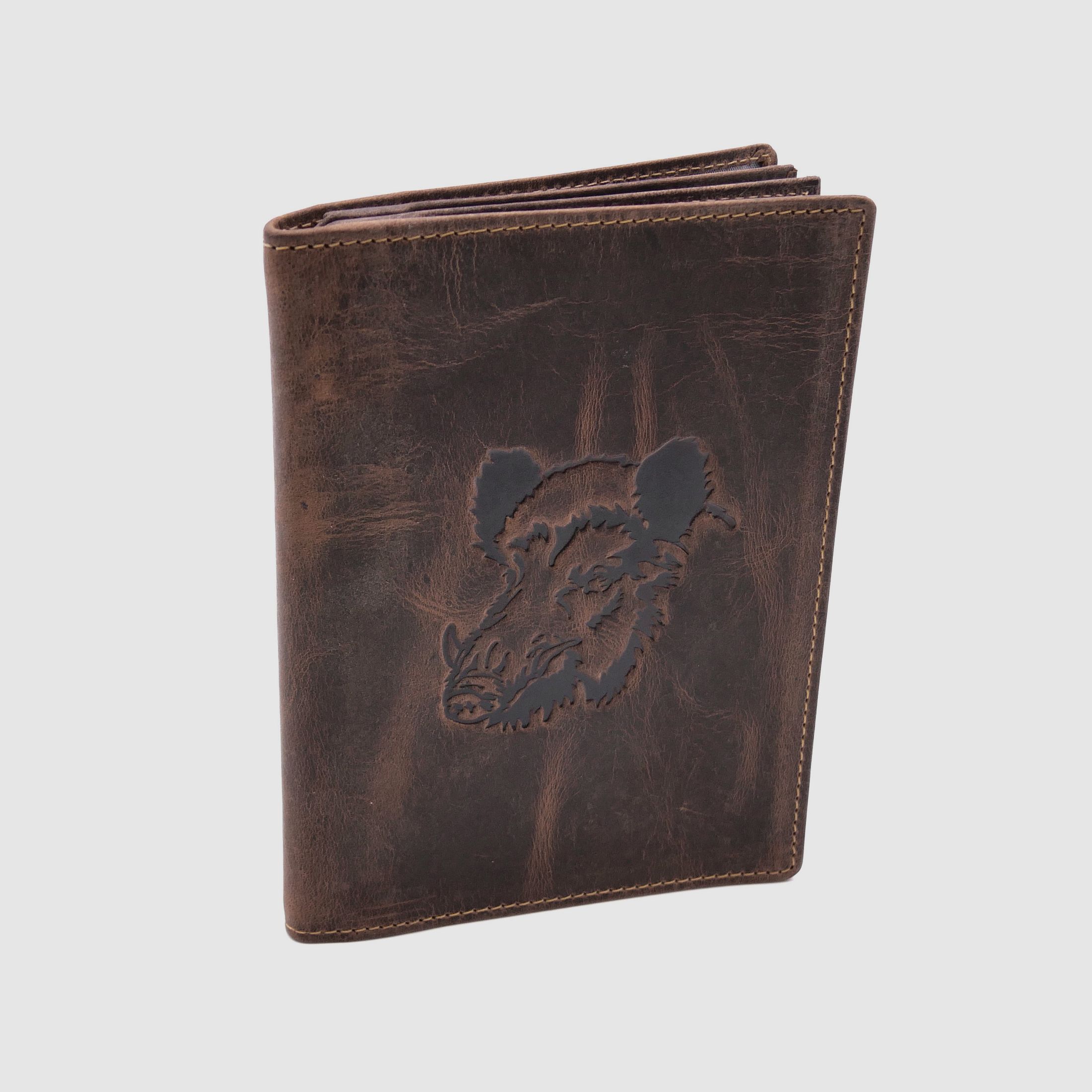 Greenburry leather hunting license folder ID folder case boar brown 328B-wildboar-25