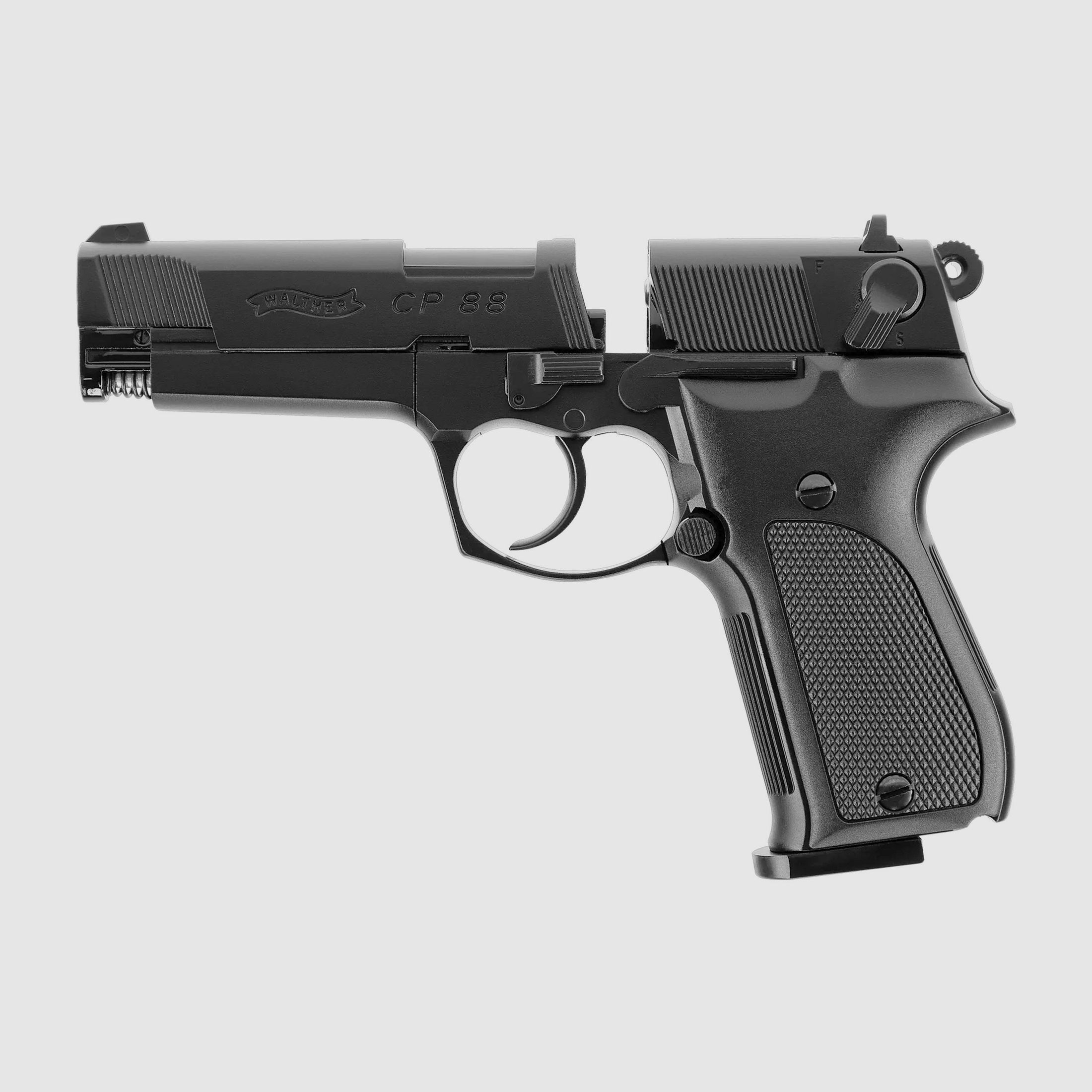 Walther CO2 Pistool CP88 4,5mm Diabolo Zwart - 5 Trommelmagazijnen - NIEUW