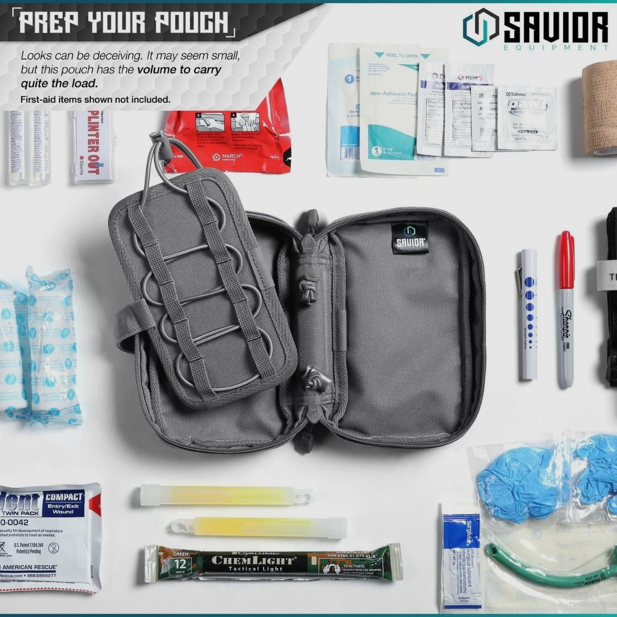 Savior - IFAK Buddy - Individual Medical Pouch - Gray - SP-FD-IFAK8X5-GS, image 6 of 6