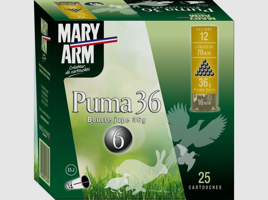 PUMA 36 12/16/70 – Schrotpatrone – 36g – Hartblei / Schachtel mit 25, Bild 1 von 2