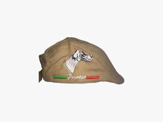 BEIGE stoffen pet met witte borduursel POINTER ITALIA (alleen hoofd)