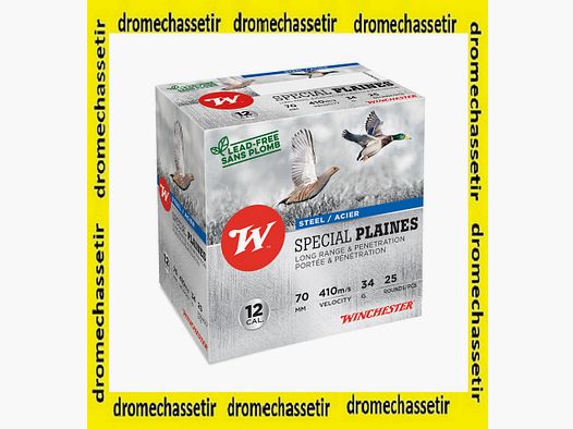 boite 25 cartouches winchester special plaine cal 12/70 en 34 grammes acier numero 4