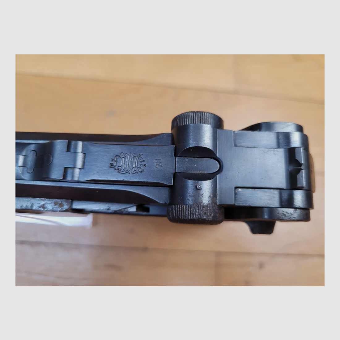 Guter Luger P08 Pistol – DMW von 1916 – Monomatrikel – 100% 14-18 – Gutes Magazin mit Holzboden – Lauf mit guten Zügen – Waffe zu reinigen sowohl für den Schuss als auch für die Sammlung – EM in globalem Zustand, Bild 1 von 21