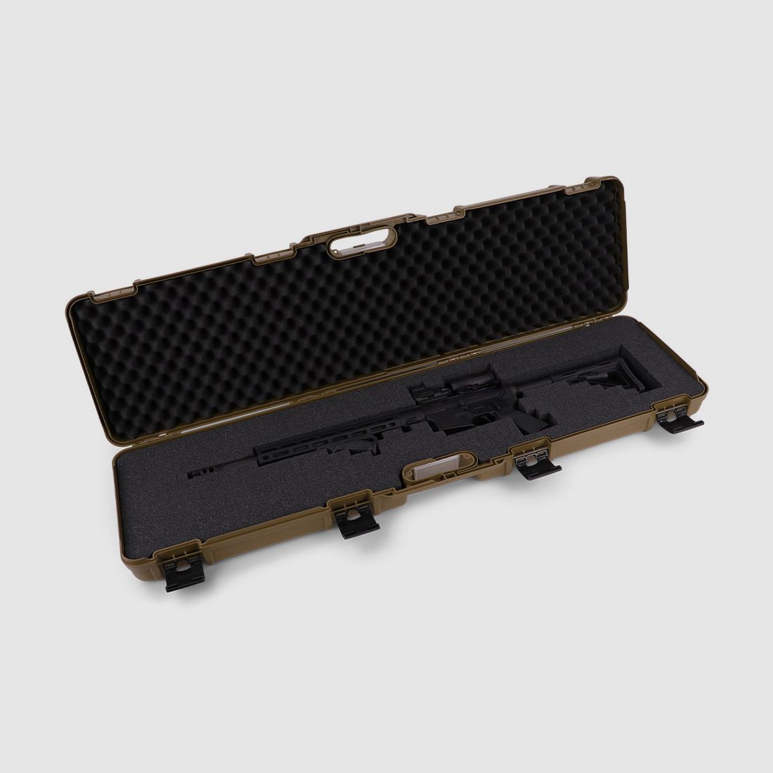 Housse de fusil d'hiver W11 117 cm pour 1 arme longue - plastique PP, 4 verrous push-pull, grille (Coyote)