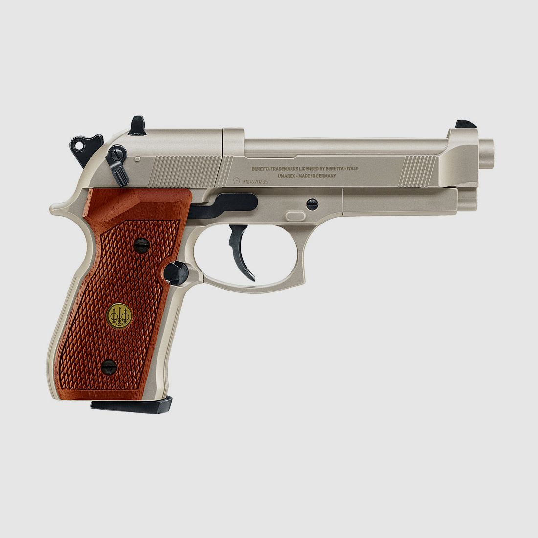 CO2 Pistole Beretta M 92 FS nickel Holzgriffschalen Kaliber 4,5 mm (P18)